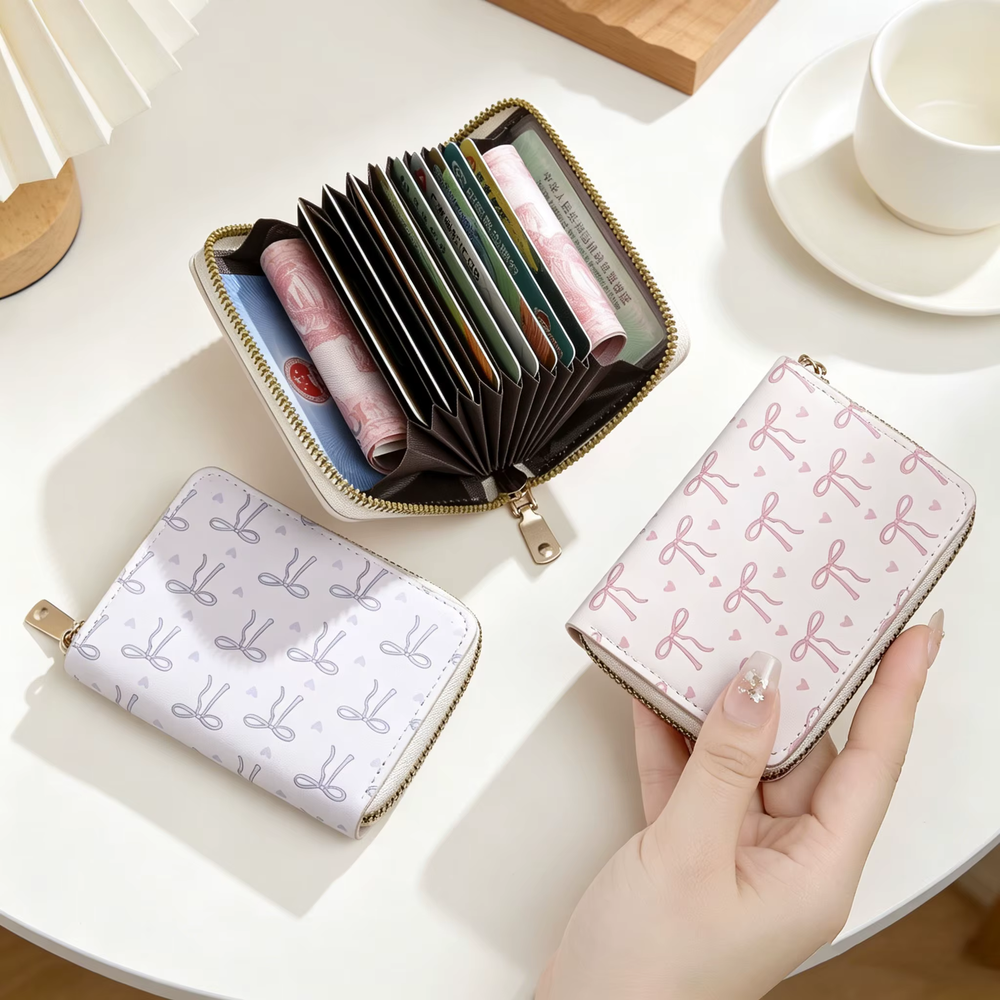 Portefeuille chic vintage à fermeture éclair pour femme - Emplacements sécurisés pour plusieurs cartes