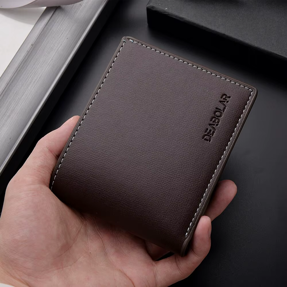 Pu Cuir Hommes Portefeuille Court Style Mince Pliant Jeunes