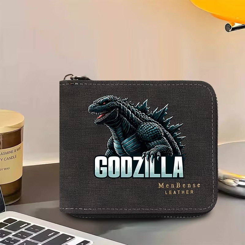 Portefeuille Godzilla tendance avec fermeture éclair