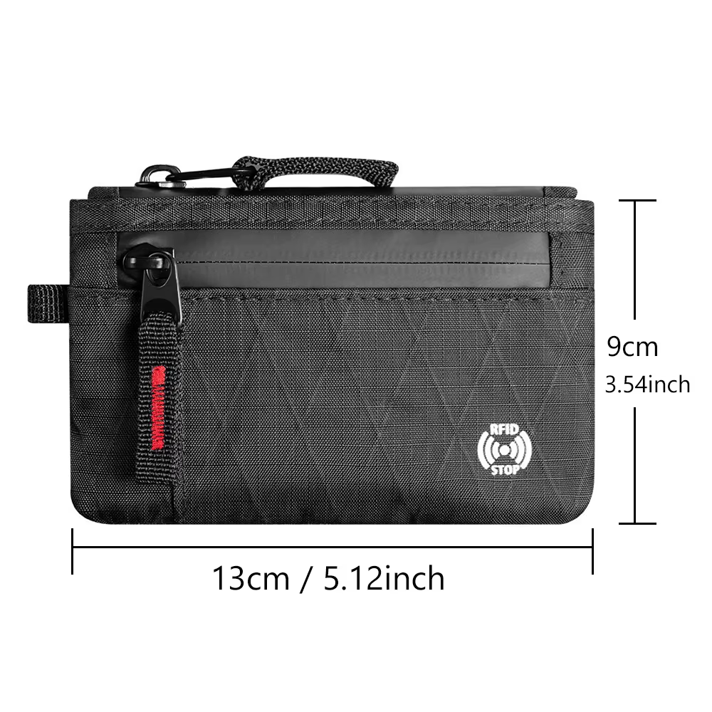 Portefeuille ultra-fin anti-vol RFID tendance Edc | Porte-monnaie unisexe à fermeture éclair | Porte-cartes de crédit