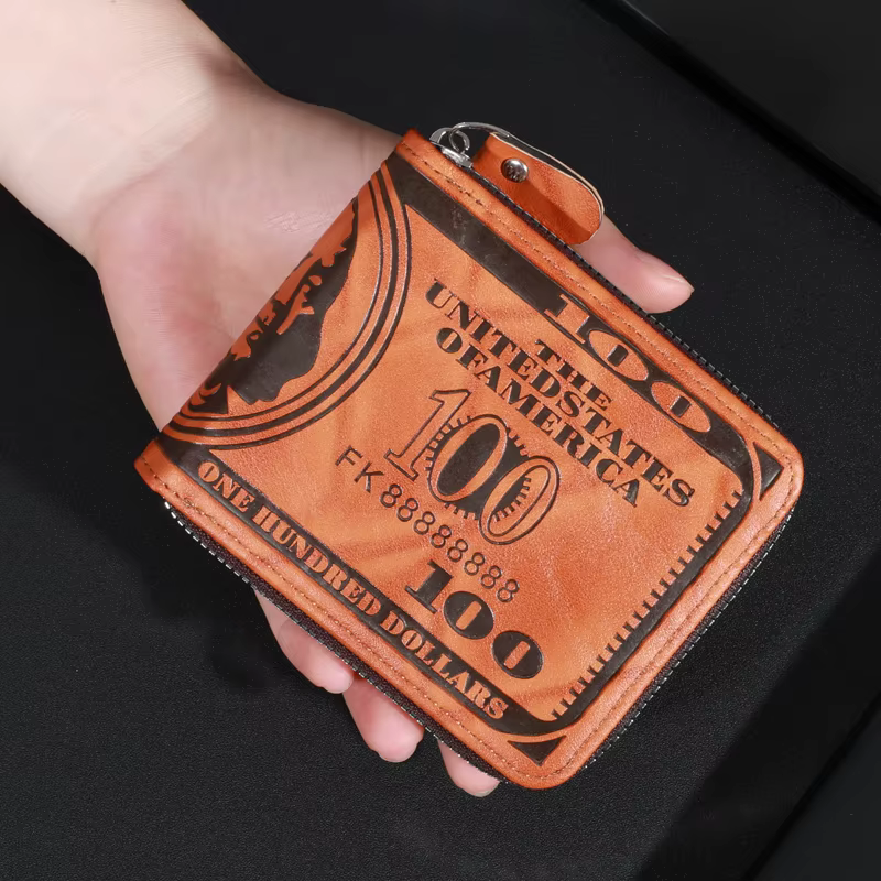 Portefeuille en cuir pour hommes à la mode avec un dollar américain – Espace et élégant avec porte-carte photo pour un usage quotidien