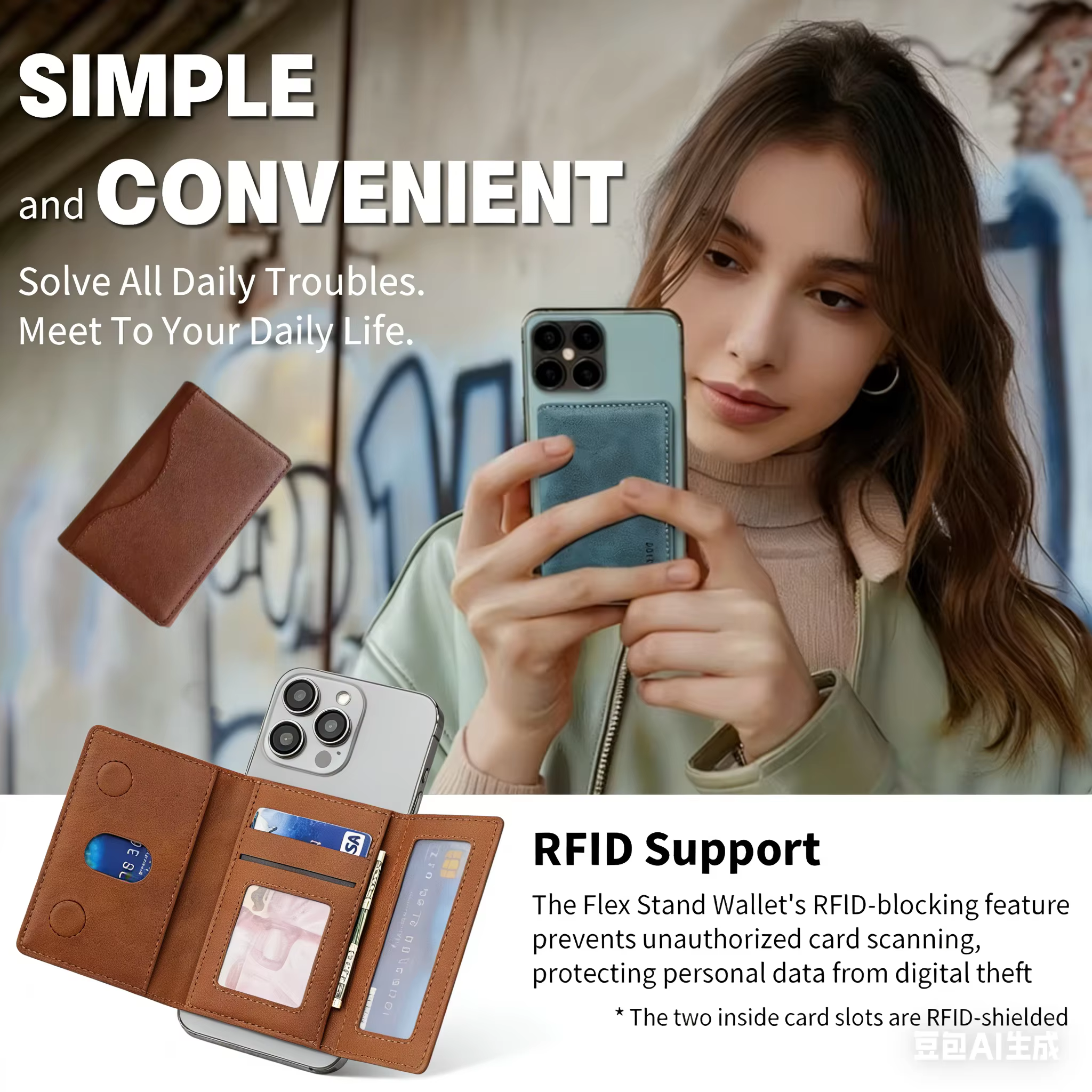Porte-cartes en cuir PU Magsafe pour hommes et femmes - Portefeuille magnétique élégant pour téléphone 16/15/14/13/12 Pro Max Mini ​
