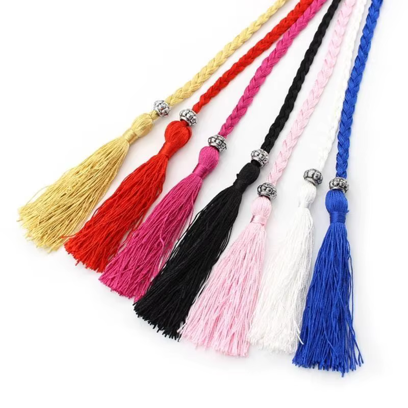 39BD – ceinture taille bohème pour femmes, glands délicats, décorations tressées pour robe d'été, ceinture taille