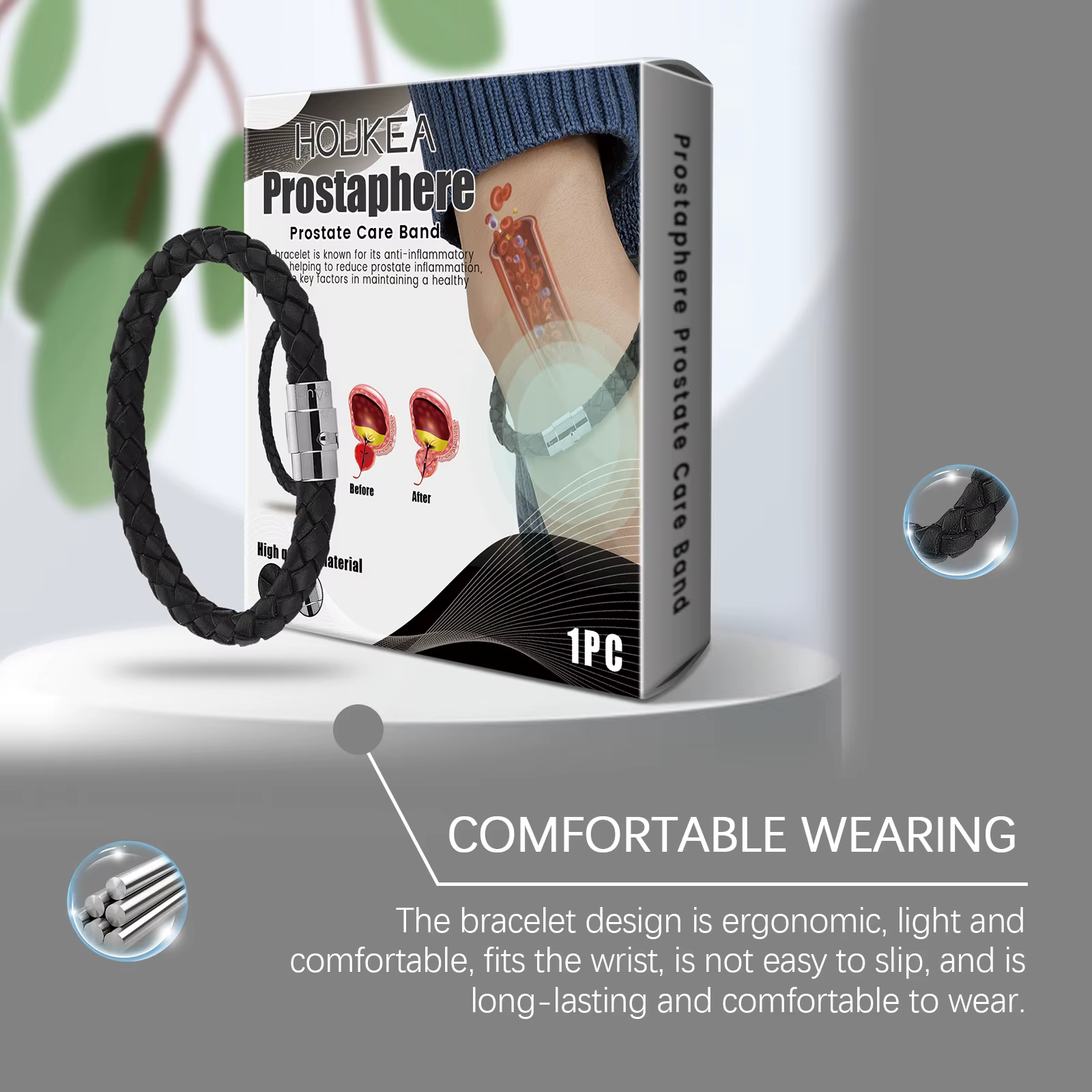 Bracelet porte-bonheur pour homme, aide à soulager l'inconfort, améliore le métabolisme, favorise la santé de la prostate, bracelet de soin quotidien