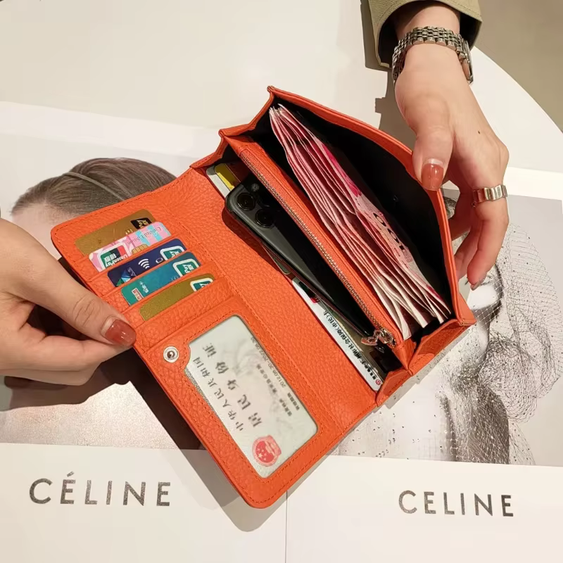 Portefeuille en cuir véritable pour femmes