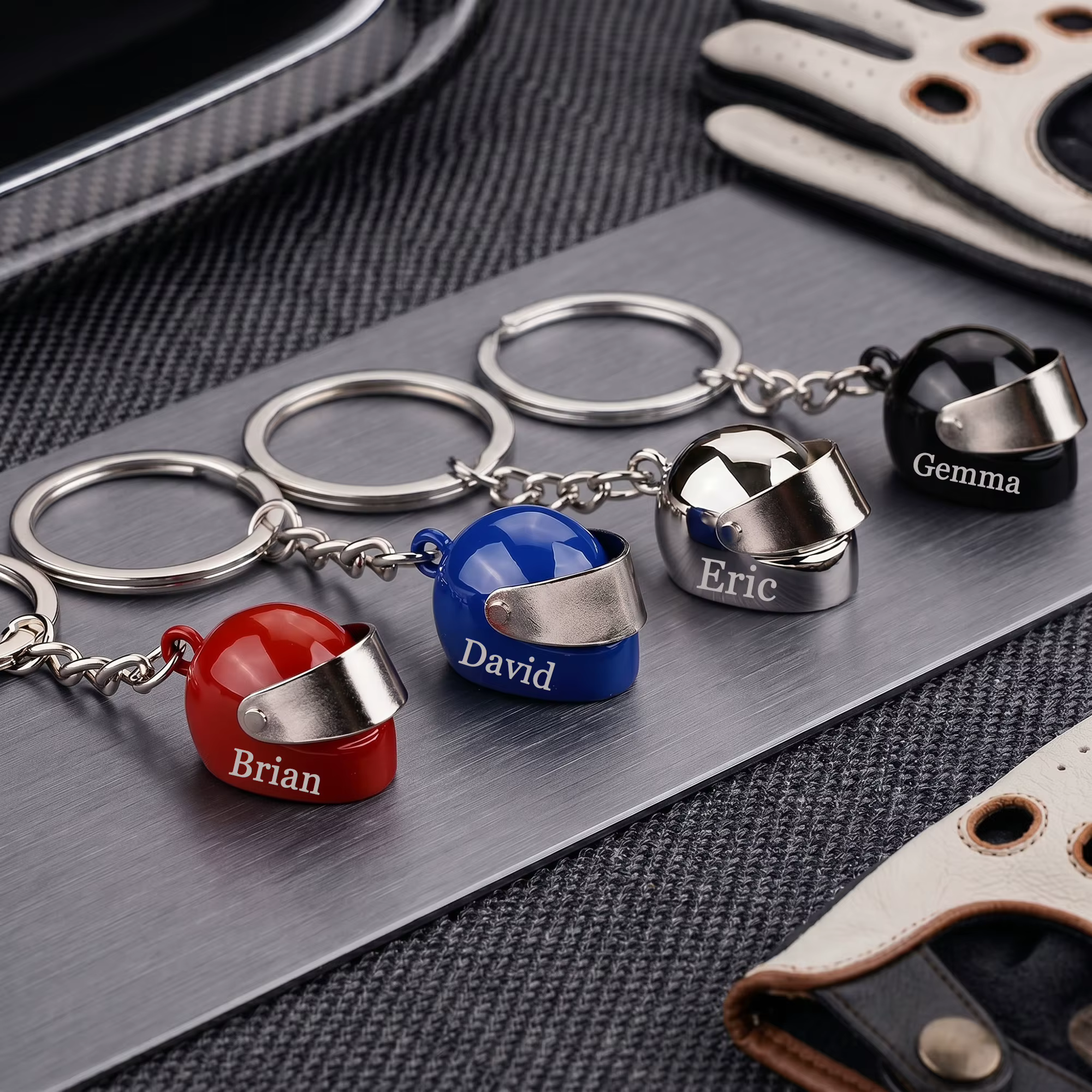 Porte-clés personnalisé gravé sur mesure en forme de mini casque de moto