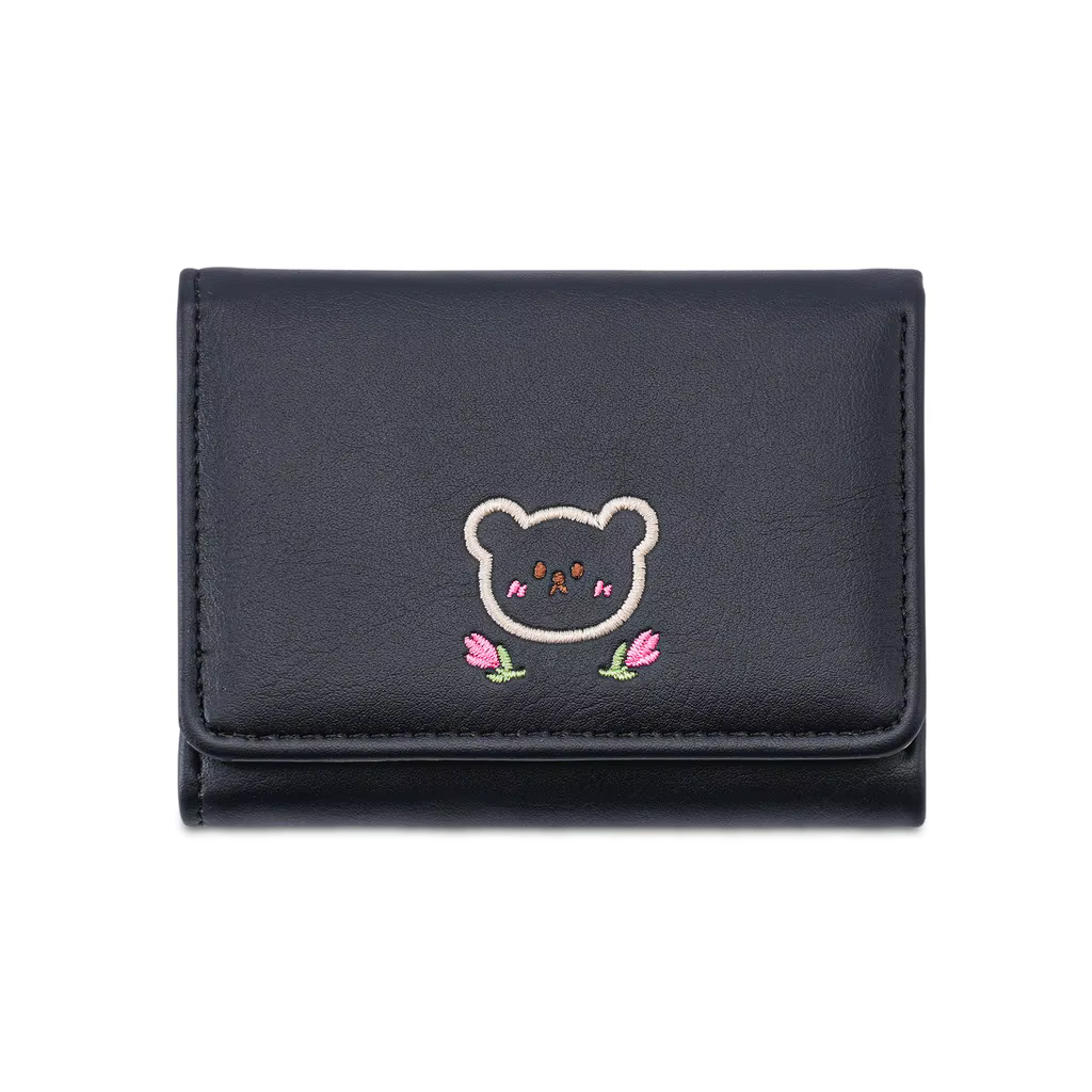 Portefeuille brodé avec motif d'ours