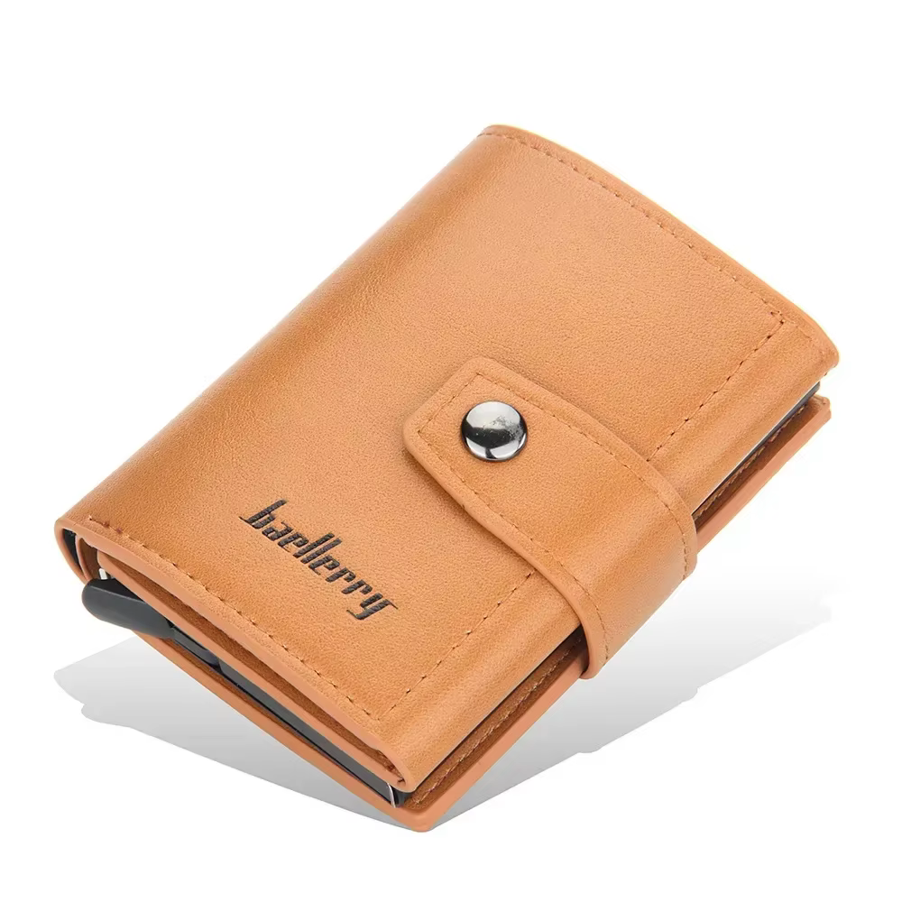Porte-cartes personnalisé en aluminium pour hommes – Portefeuille en cuir PU bloquant RFID – Nom gravé pour cartes de crédit/banques et protection d'identité