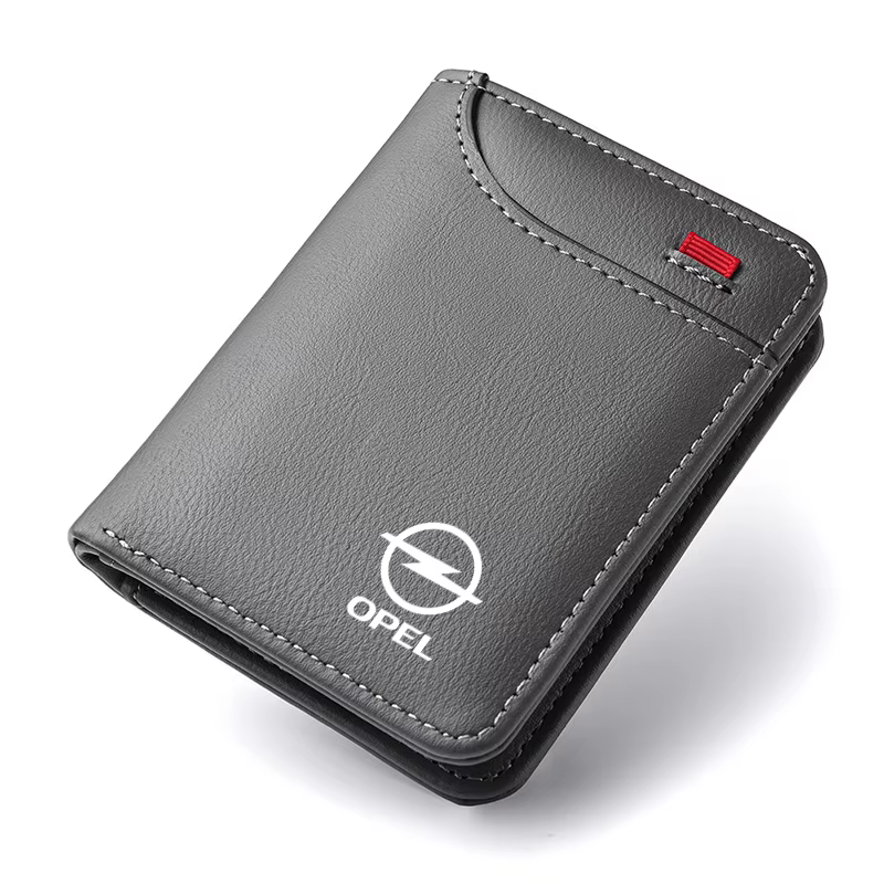 Emblème de voiture portefeuille souple en cuir Mini porte-monnaie pour cartes de crédit petit portefeuille Portable pour Opel Astra H Insignia Mokka Zafira Corsa Vectra