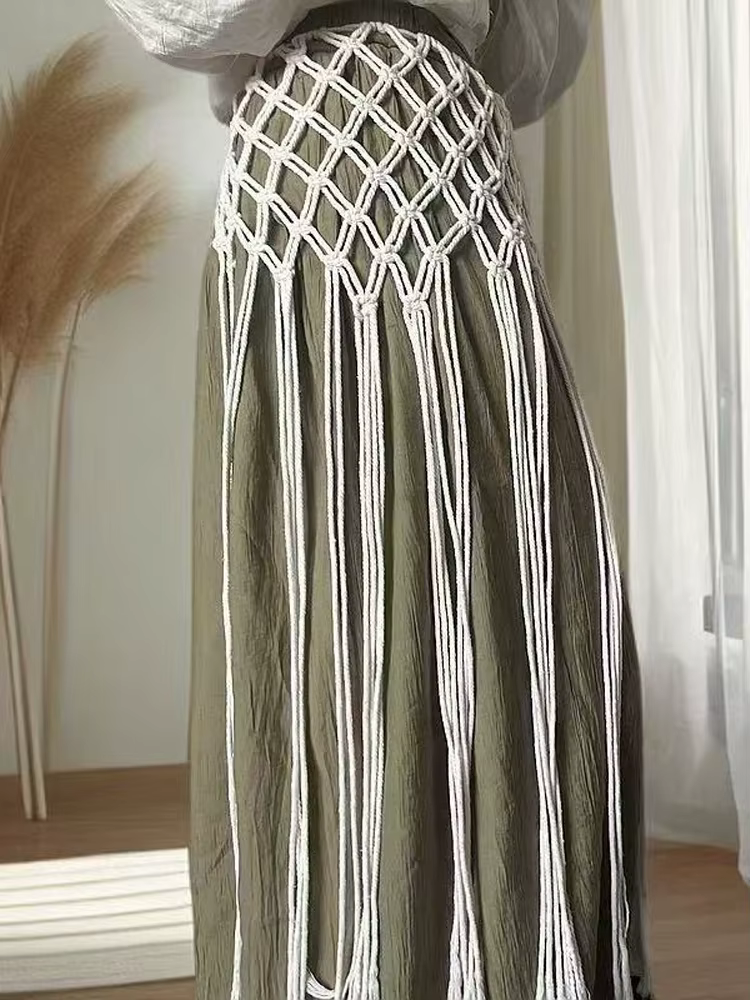 Ceintures Macramé à Franges – Ceinture Bohème à Nœuds Faits Main avec Pompons – Accessoire Chic pour Femme Été 2026