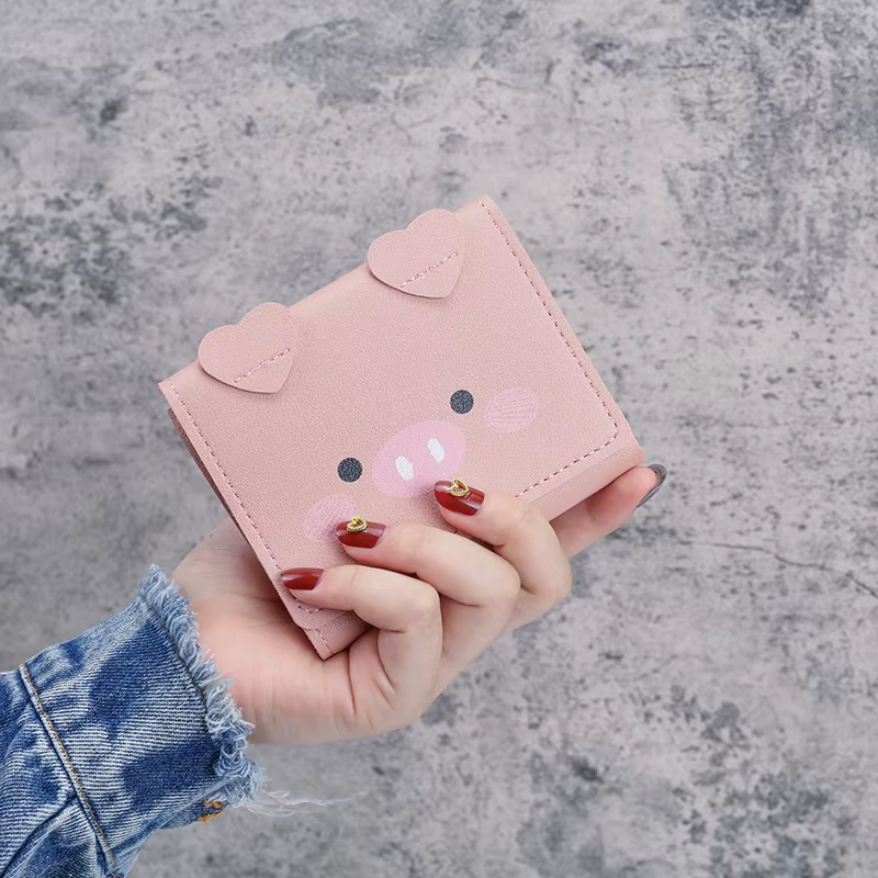 Portefeuille court de commerce extérieur pour dames, portefeuille étudiant mignon de dessin animé, version coréenne, multi-cartes, vente en gros, 600