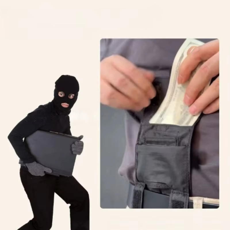 Portefeuille compact EDC à clip ceinture - Pochette de ceinture antivol discrète pour passeport, argent et cartes, sac anti-pickpocket