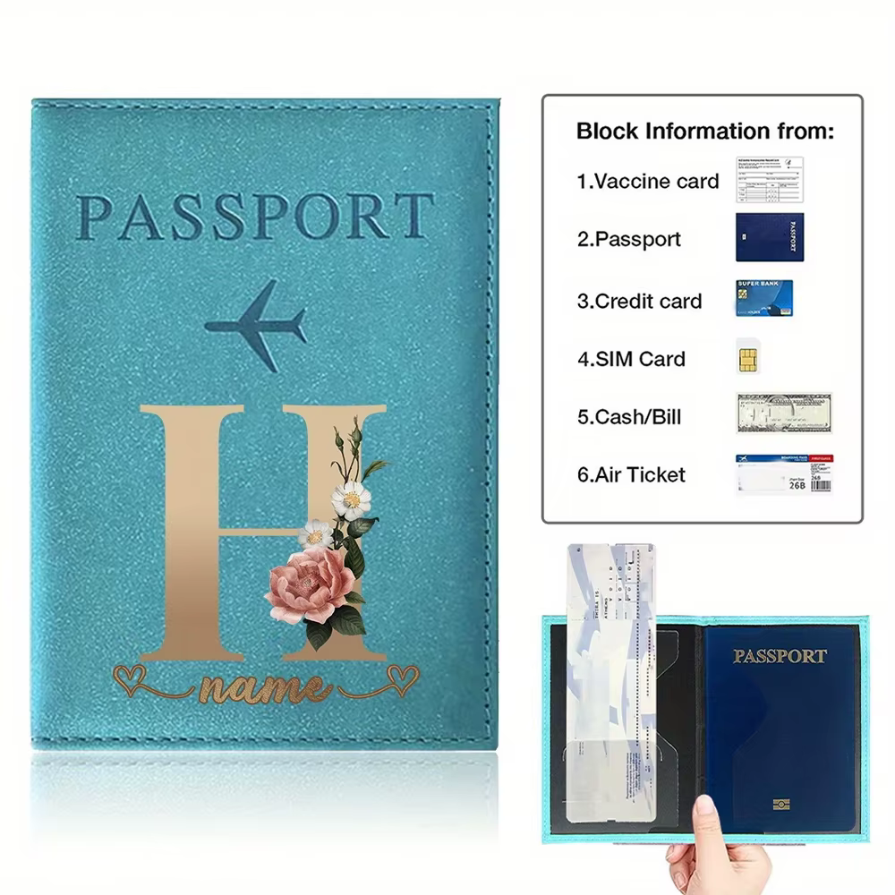 Porte-passeport personnalisé avec nom personnalisable - capable d'imprimer des noms jusqu'à 26 lettres.