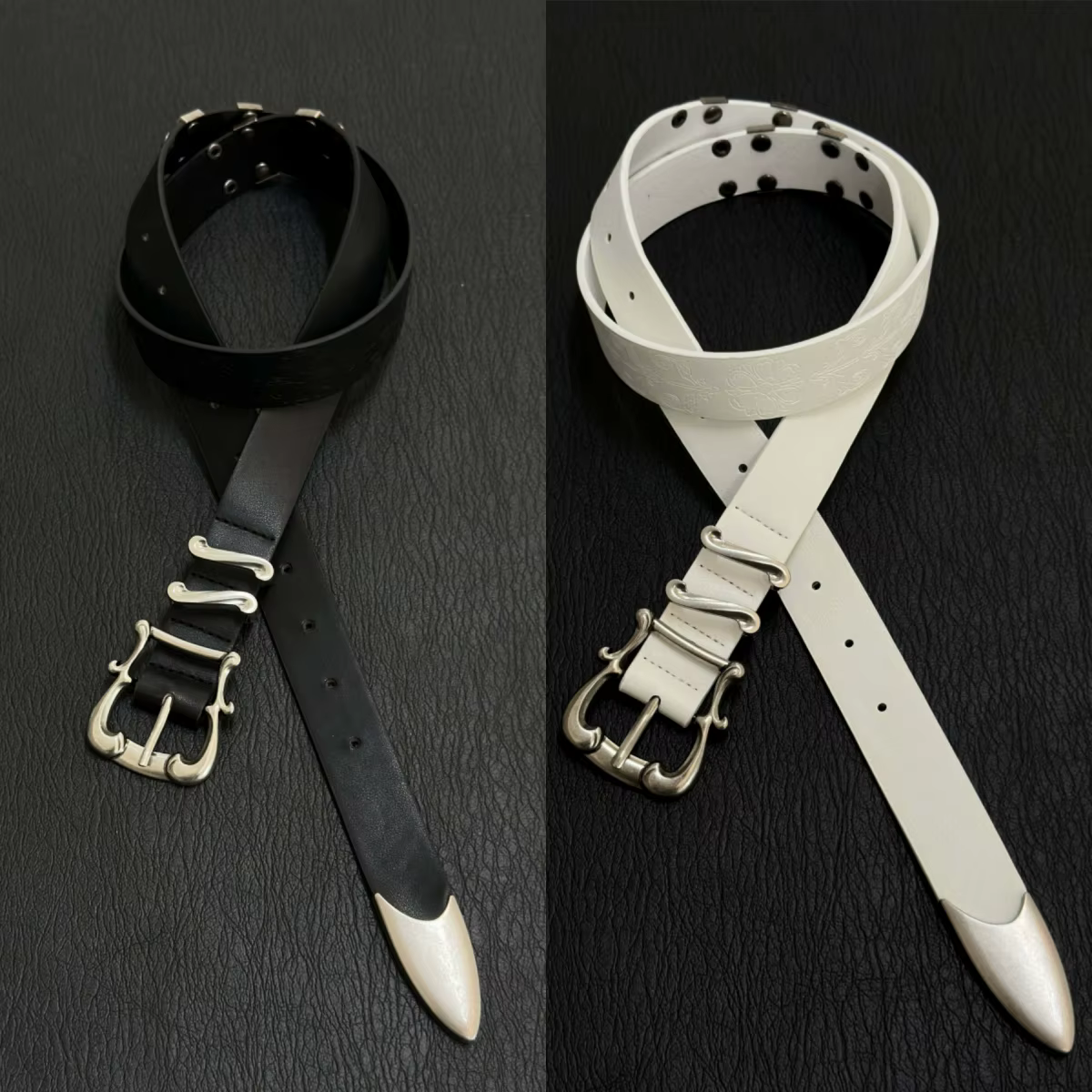 Ceinture blanche sculptée avec motifs délicats