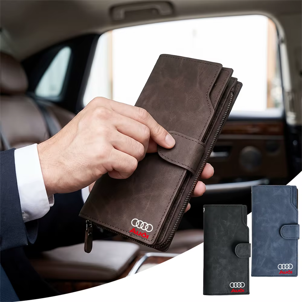 Portefeuille de rangement pour permis de conduire et cartes de crédit avec logo Audi Sline TT RS S Quattro A3 A4 A5 A6 A7 S3 S4 S5 S6 S7 Q3 Q4