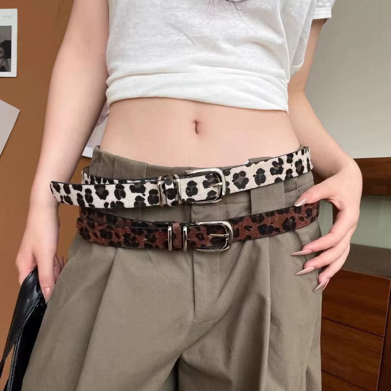 Ceinture rétro à motif léopard pour femmes