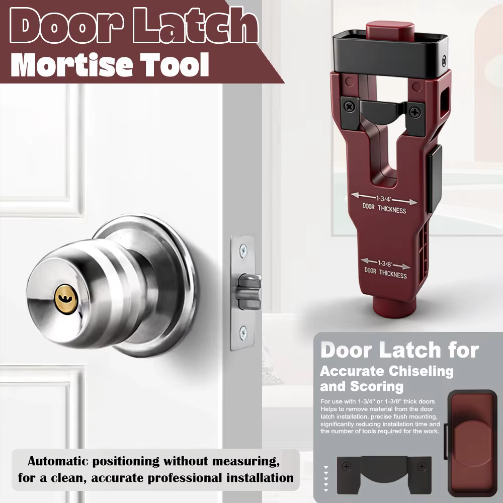 Kit d'installation de loquet de porte sérigraphié pour portes en bois de 1-3/8' ou 1-3/4' d'épaisseur – Outil de mortaise pour loquet de porte