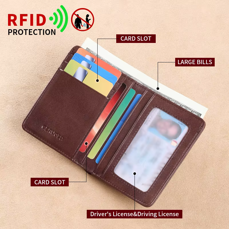GERUOLA Portefeuille pour homme en cuir vintage – Blocage RFID ultra fin