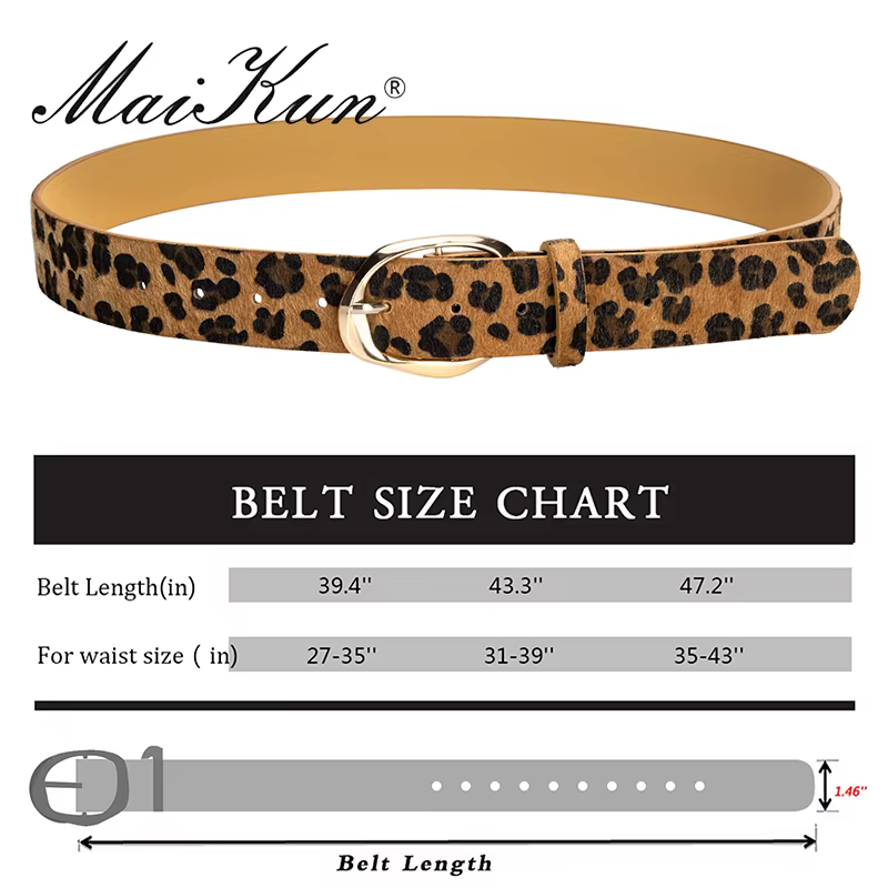 Maikun nouveau léopard femmes ceinture or alliage irrégulier boucle ardillon