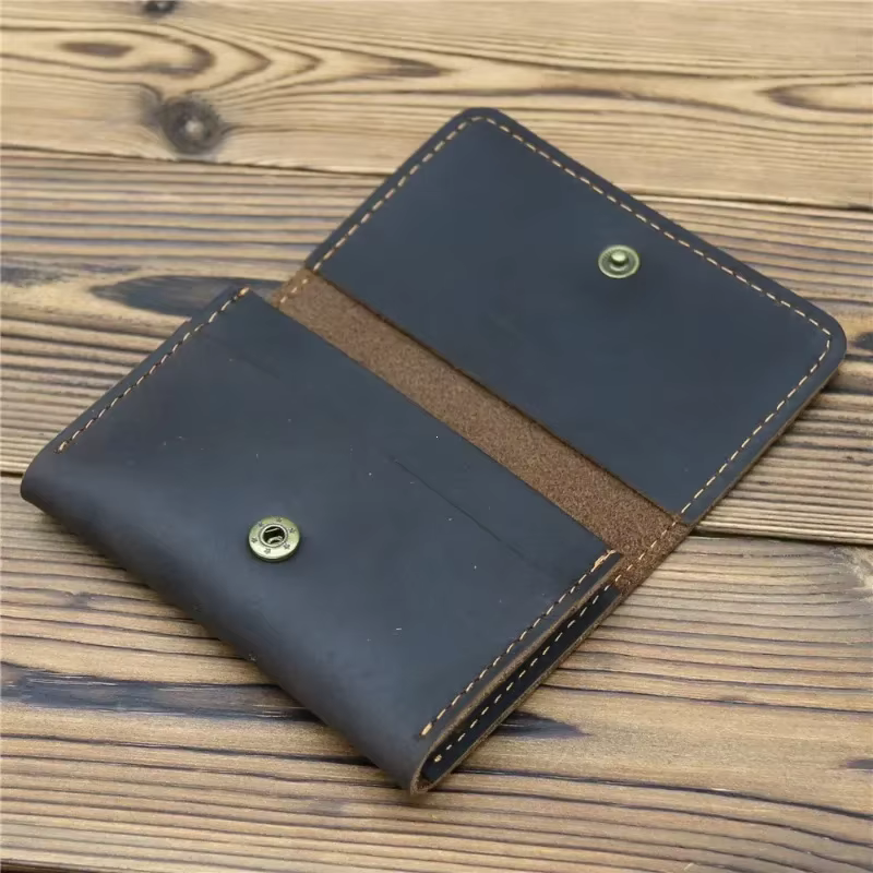 Porte-cartes vintage en cuir véritable pour hommes