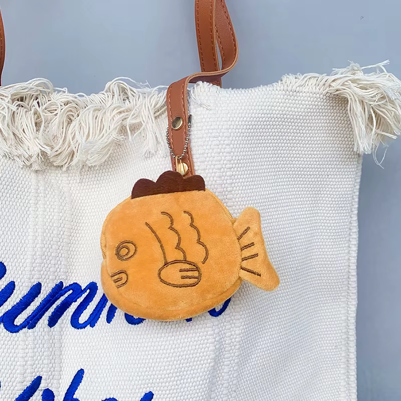 Mignon en peluche poisson porte-monnaie femmes Taiyaki argent carte clé écouteur