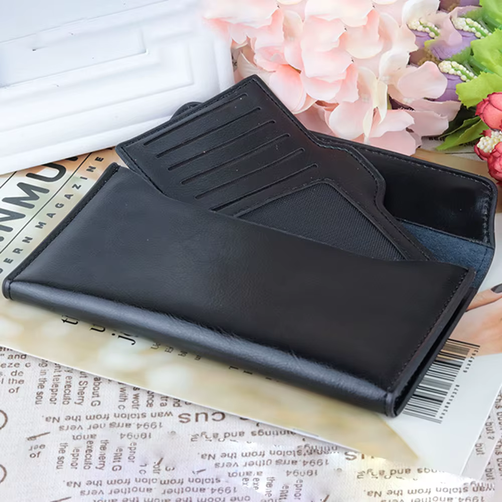 Portefeuille long luxueux en cuir véritable pour femme
