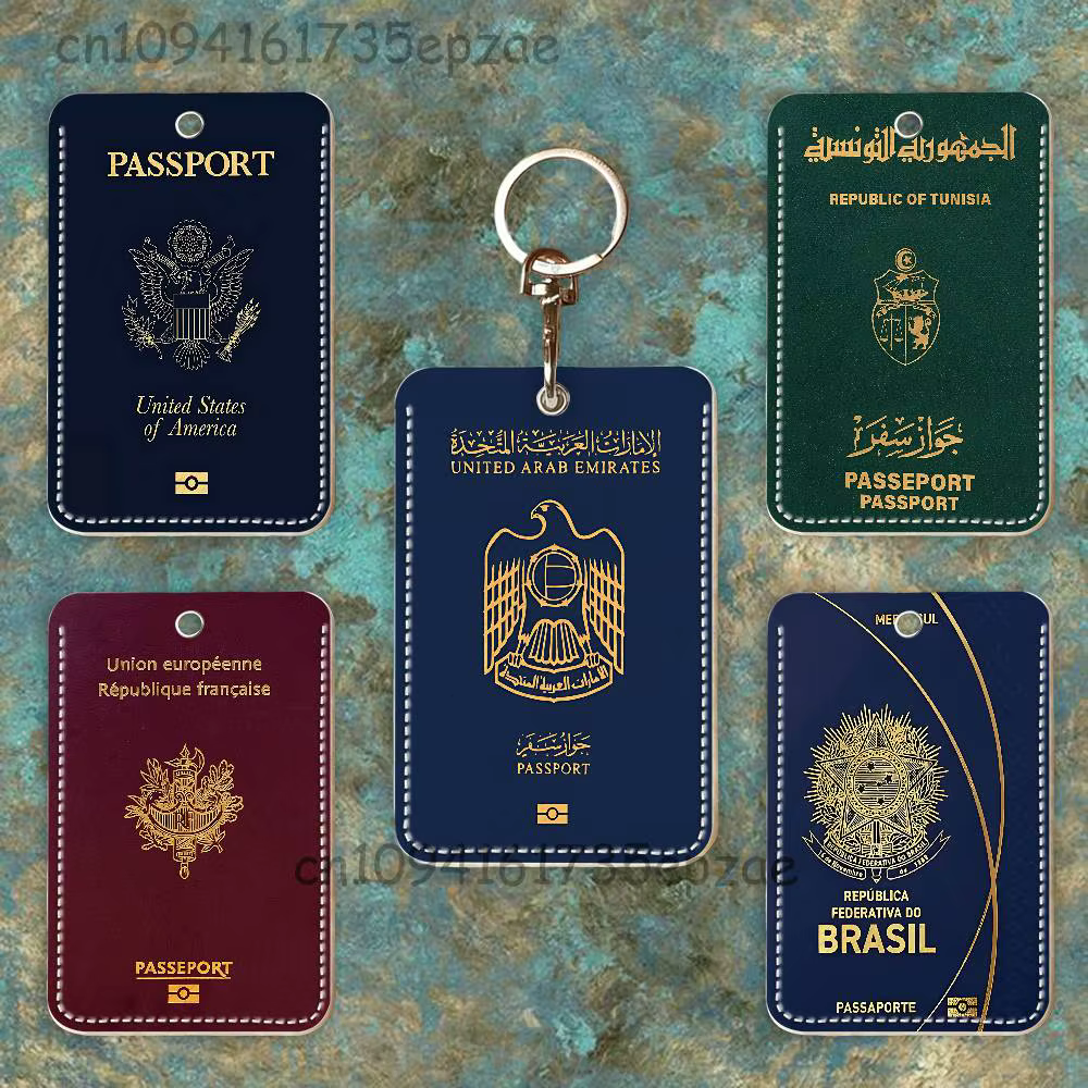 France passeport de voyage yémen Oman étui pour cartes d'accès personnalisé porte-carte en cuir porte-clés