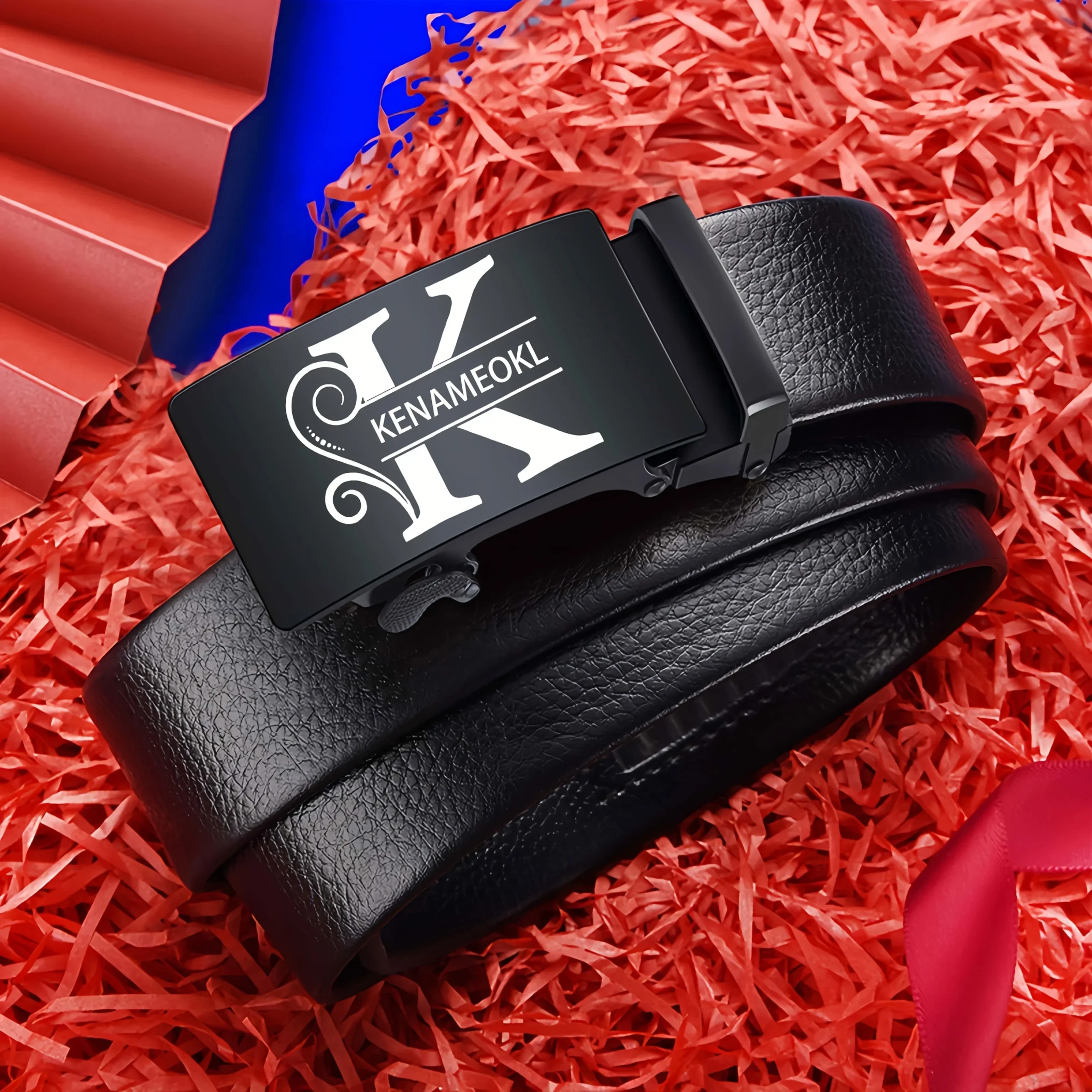 Ceinture pour hommes avec lettre de nom gravée personnalisée