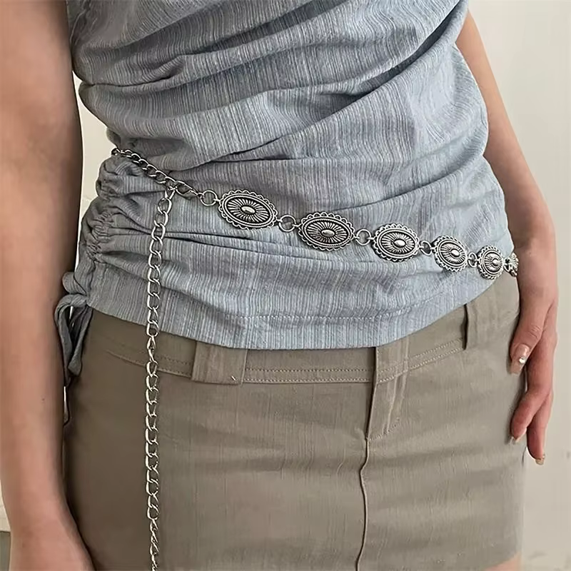 Ceinture en chaîne de taille bohème en métal pour femmes