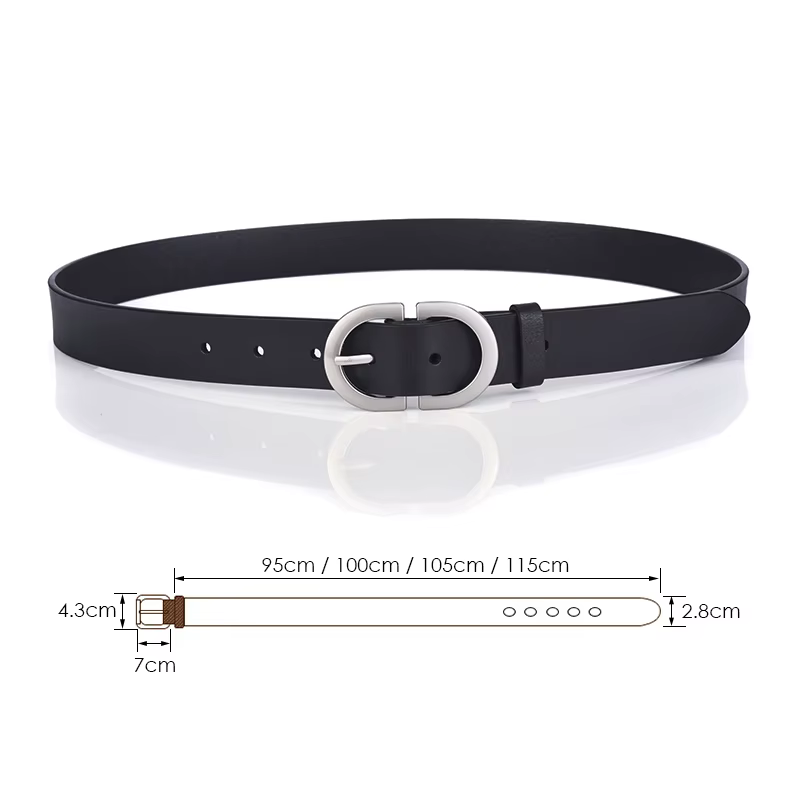 KOLBER Mode Femmes Ceinture En Cuir Boucle En Métal Argenté