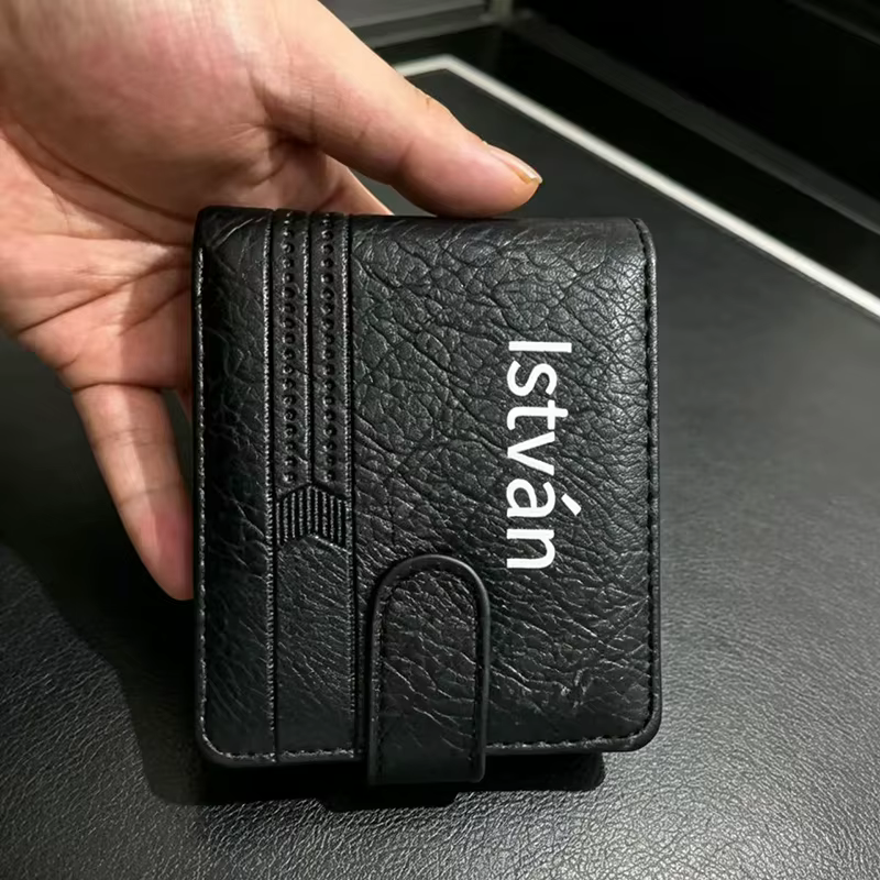 Portefeuilles fins pour hommes en cuir, porte-cartes multiples, porte-monnaie avec fenêtre pour permis de conduire et carte d'identité, portefeuille court pour homme avec pochette à monnaie