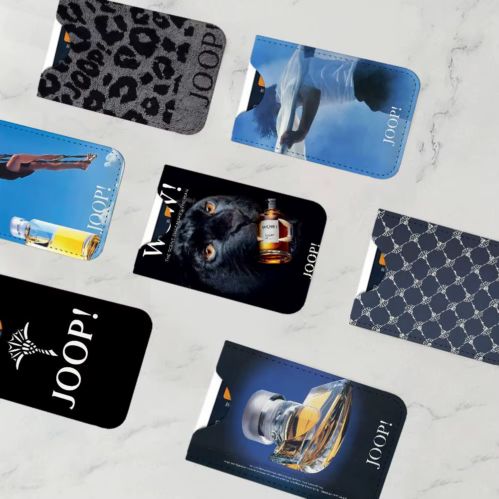 Portefeuille mini en cuir véritable pour homme avec logo J-Joop