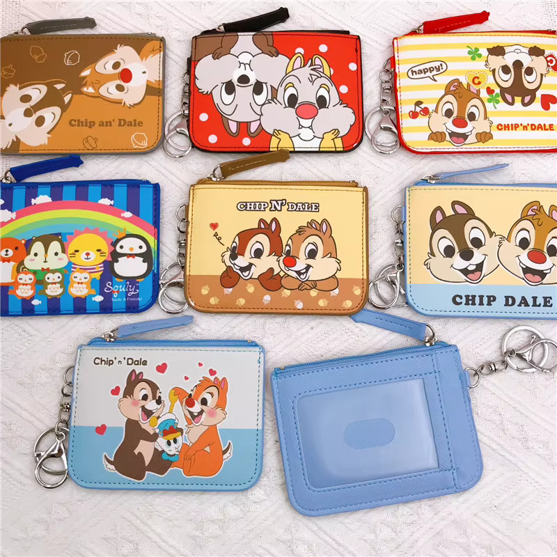 Disney mignon portefeuille femmes Chip 'n' Dale porte-monnaie loisirs fermeture éclair Mickey porte-carte Minnie