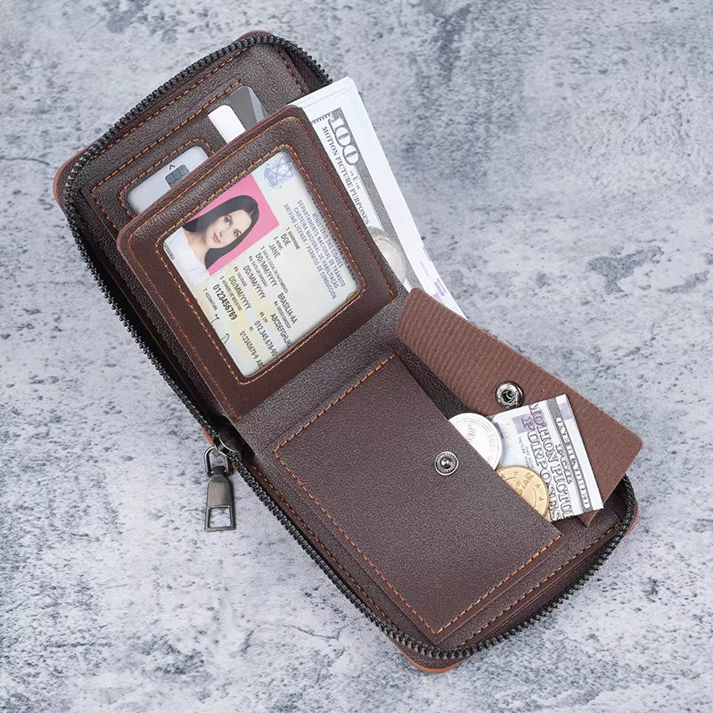 Portefeuille compact homme 2025 – Nouveau modèle uni