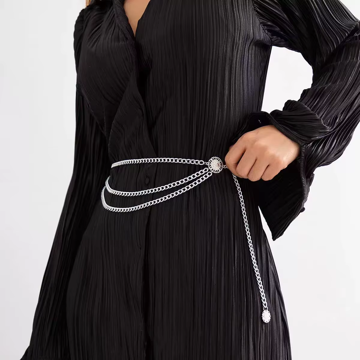 Boho Sexy femmes mode ceinture hanche taille haute or argent couleur étroite métal corps chaîne grosses franges nouveau
