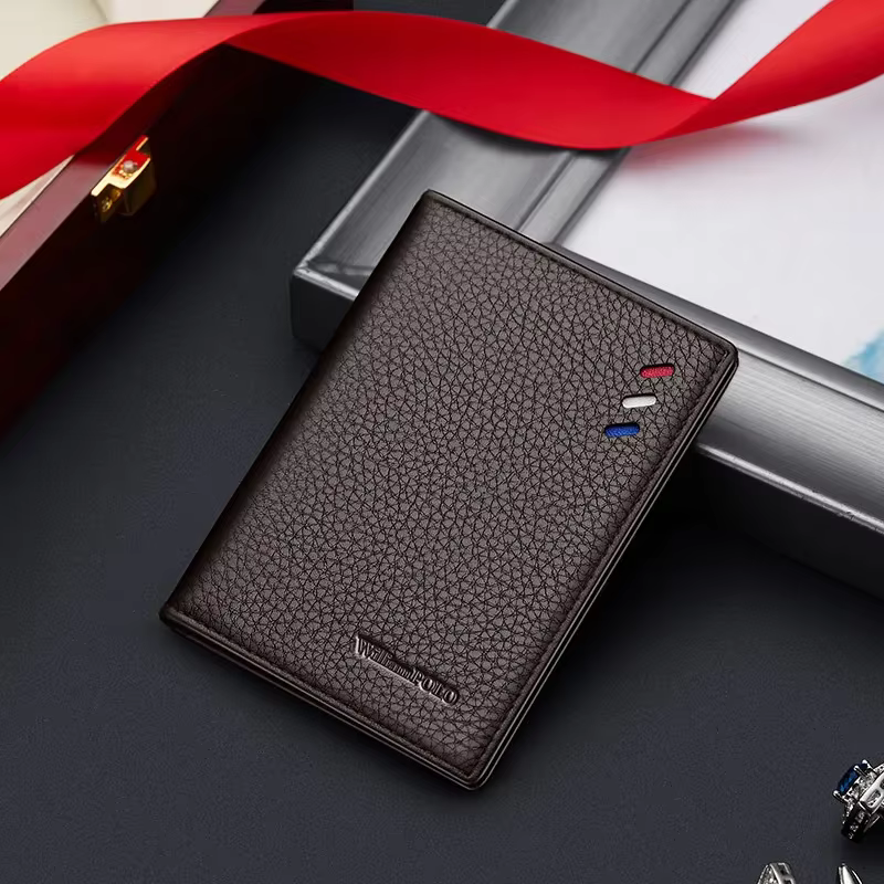 Marque affaires hommes portefeuille en cuir véritable gaufrage