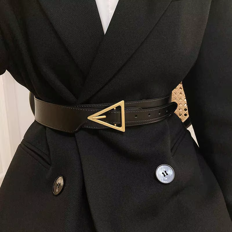 Ceinture décorative en cuir véritable pour femme avec drapeau de luxe