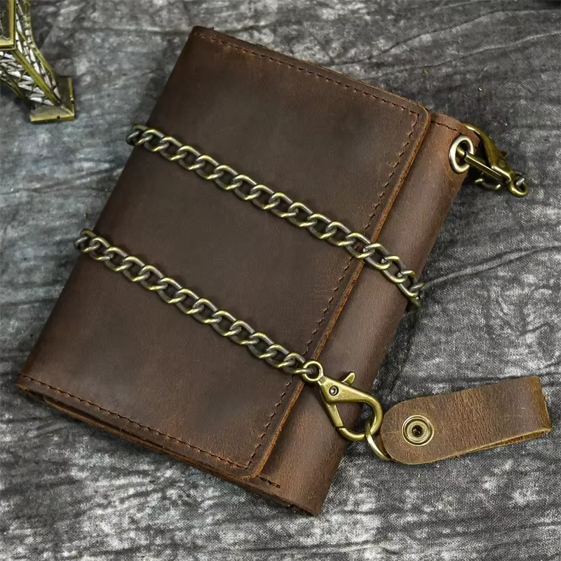 Portefeuille court en cuir véritable pour hommes