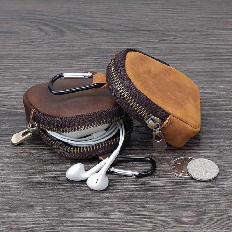 WERLLANDS Mousqueton en cuir PU multicolore rétro mini porte-monnaie porte-clés portefeuille