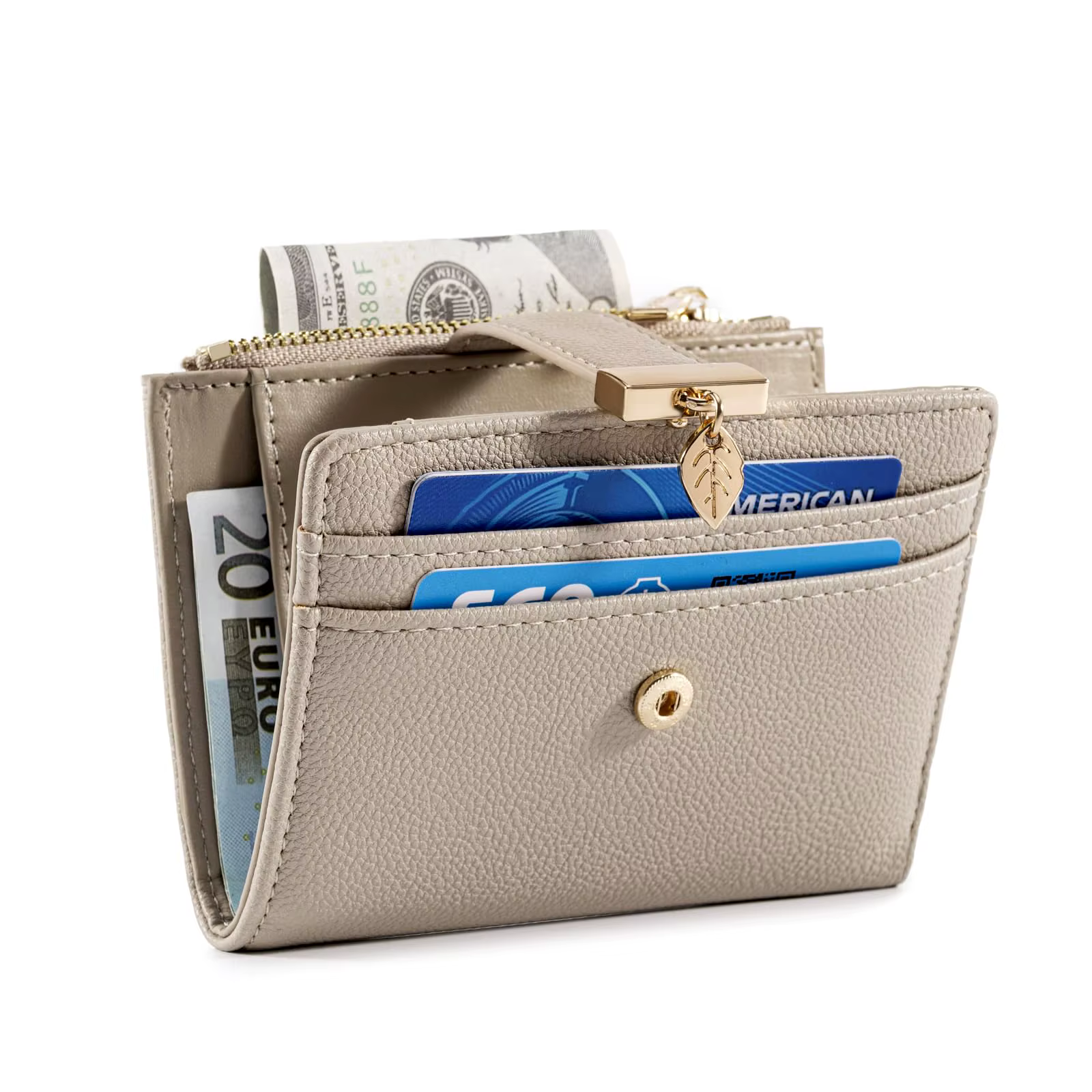 Portefeuille en cuir pour femme Pomelo Best avec poche à monnaie zippée