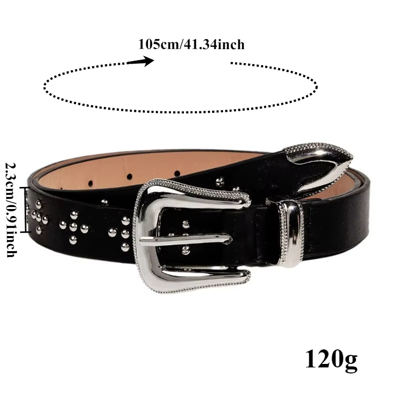 Ceinture de style rétro européen et américain avec boucle en métal embossée