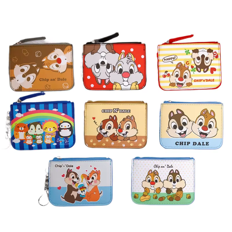 Disney mignon portefeuille femmes Chip 'n' Dale porte-monnaie loisirs fermeture éclair Mickey porte-carte Minnie