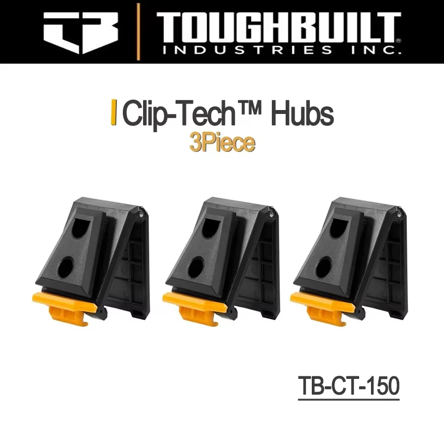 ToughBuilt TB-CT-42 Ceinture de travail pour professionnels Boucle en acier Boucle robuste / Support arrière pour sac de taille Clip Tech Hubs