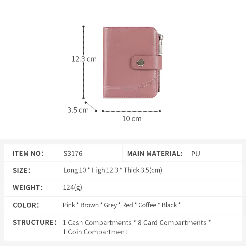 Nouveau portefeuille multi-cartes rétro multifonctionnel en PU