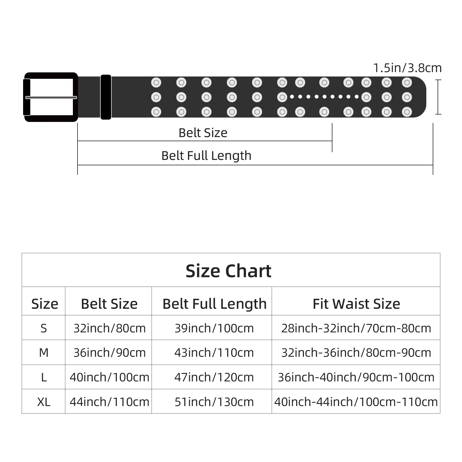 Ceinture cloutée Y2K pour femmes et hommes