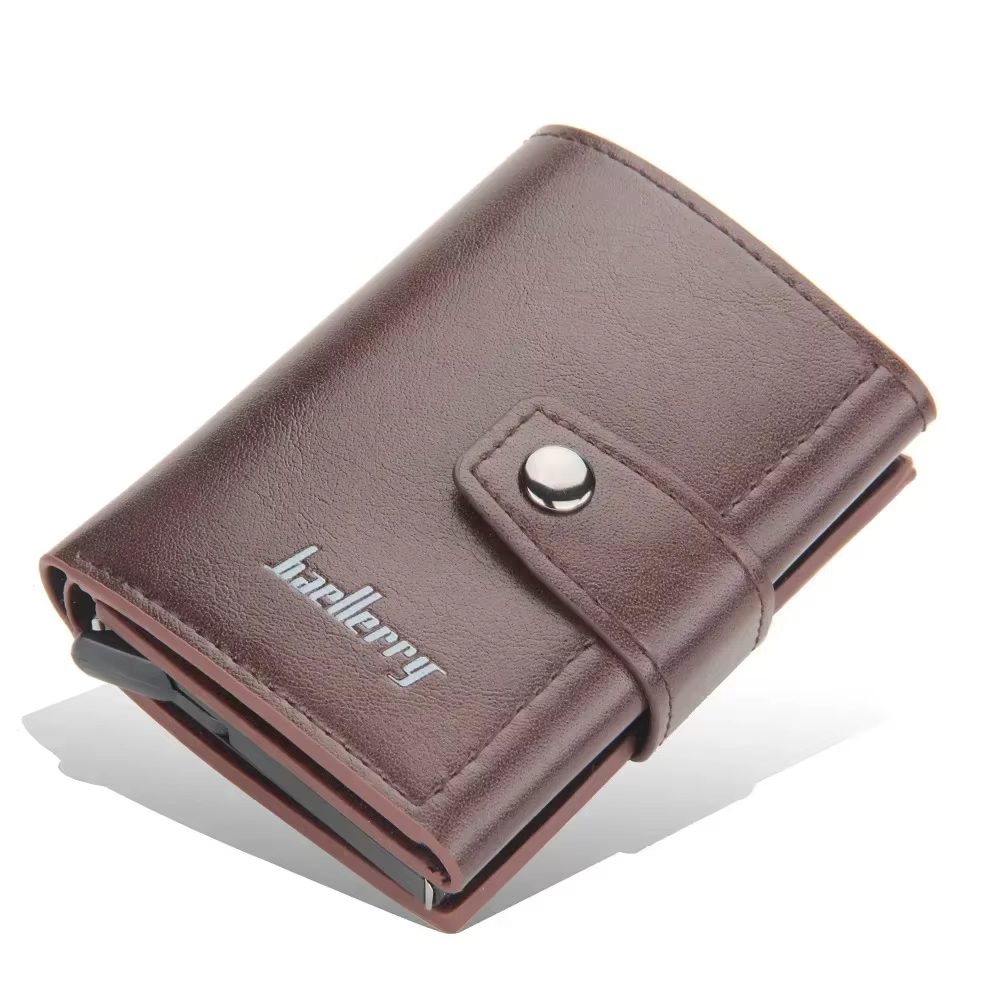 Porte-cartes personnalisé en aluminium pour hommes – Portefeuille en cuir PU bloquant RFID – Nom gravé pour cartes de crédit/banques et protection d'identité