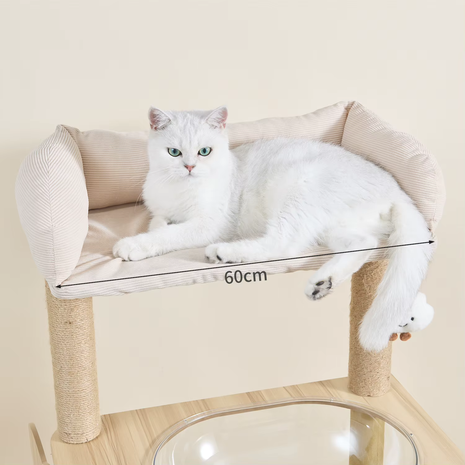 Arbre à chat en bois haut avec condo pour chat et perchoir en peluche pour chats d'intérieur