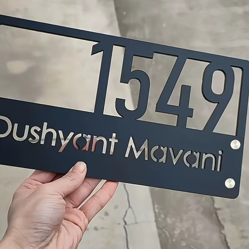 Plaque murale personnalisée minimaliste industrielle creuse pour porte, idéale pour appartement, villa, studio, bar, maison, hôtel – Plaque d'identification