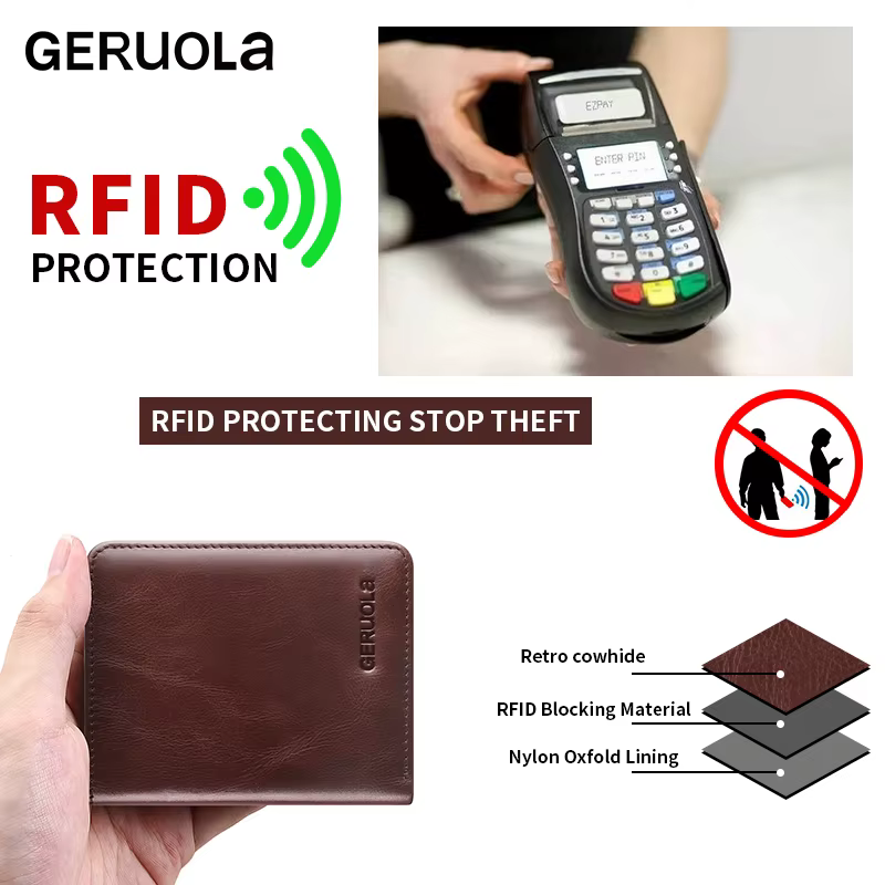 GERUOLA Portefeuille pour homme en cuir vintage – Blocage RFID ultra fin