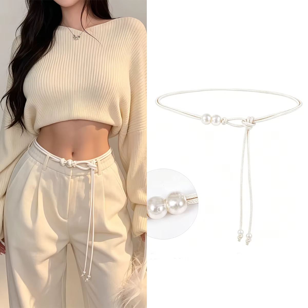 Ceinture ajustable marron pour femme avec perles, ceinture amincissante pour robes, chemises, vestes – Rehausseur de style jour et nuit